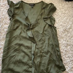Green silky banana republic flutter sleeve top